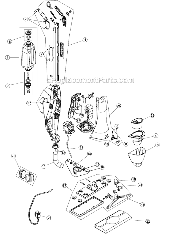 Page A Diagram and Parts List for MCE4500  Dirt Devil Upright Vacuum